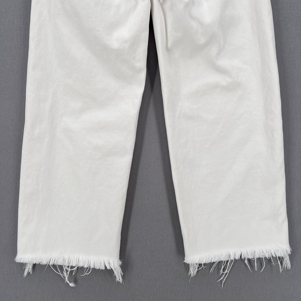 SIMON MILLER Lamere Crop Jeans Womens 27 White Straight Leg Raw Hem Rigid Denim - Picture 7 of 14